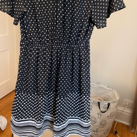 Polka dot sailor style dress with tie up bow - Picture 2 of 3